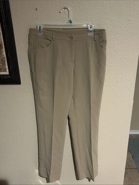 Akris Taupe Wool Blend Straight Leg Career Pants Size 8